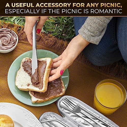 8Pcs Forks And Spoons Silverware Set - Travel Silverware Set With Case Straws Reusable Stainless Steel Flatware Sets Portable Utensils Set- Metal Chopsticks Camping Silverware Travel Cutlery Set For 8 #TOP5