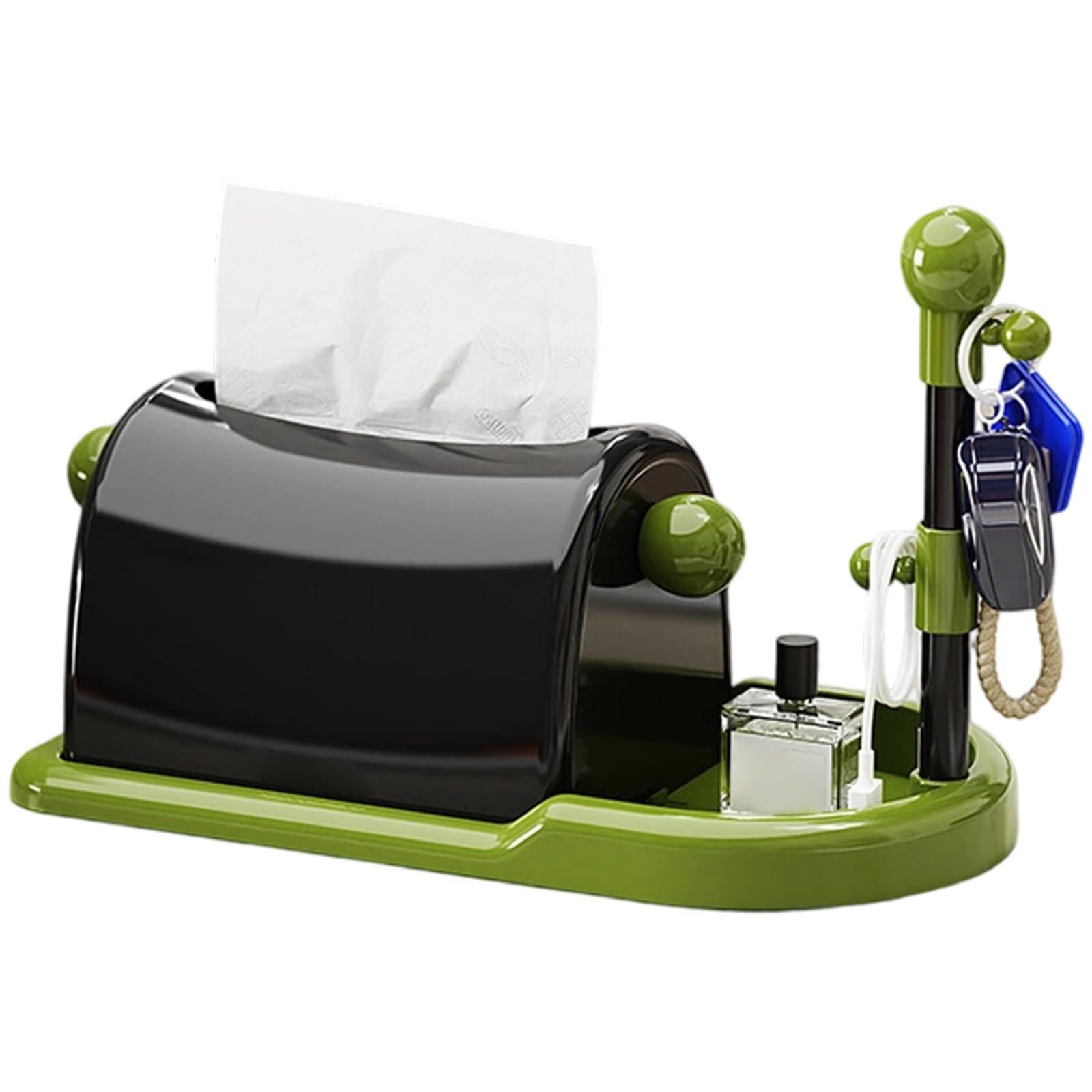 Jazuaiao Sleek Permanent Tissue Box Organizers, Removable Tray & Storage Compartment for Desk Countertop, Thin Polystyrene Tissue Distributor