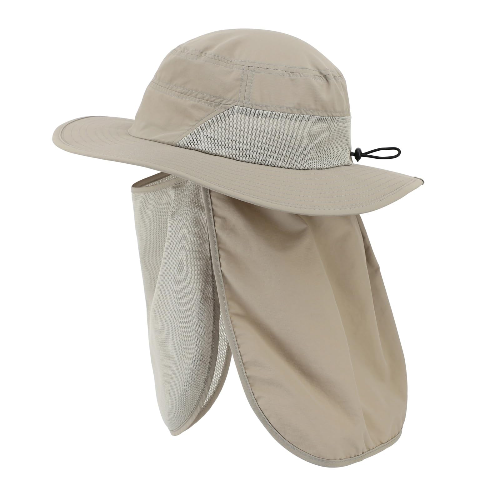 Sonnenschutzhut for Herren Und Damen, UPF50+, Breite Krempe, Leicht, Abnehmbar, Fischerhut Mit Nackenklappe, Gesichtsschutz for Den Außenbereich