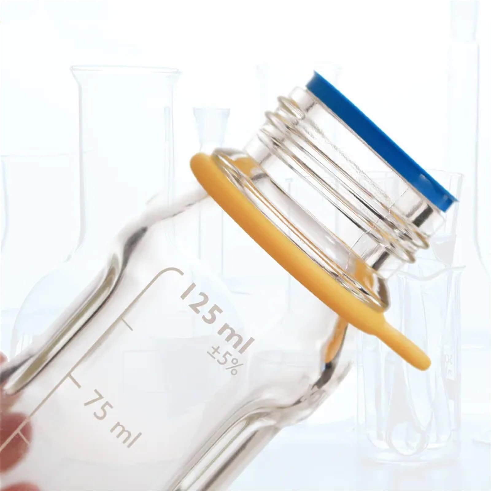 Butelka na odczynniki, Szklana butelka na odczynniki laboratoryjne 125-1000 ml, niebieska nakrętka(250ml)