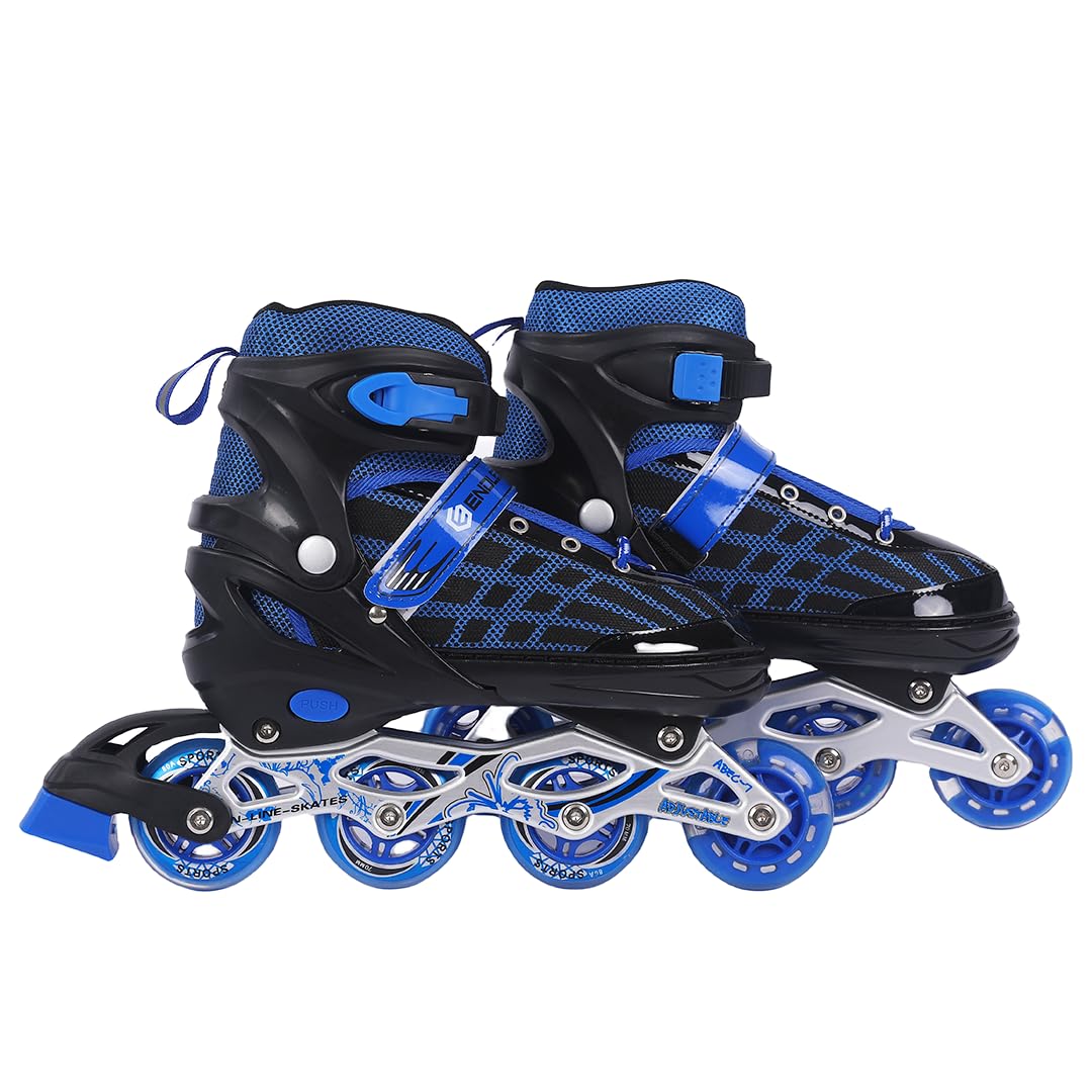 Endless EL1025 Inline Adjustable Skates Aluminium Chassis, 70mm PU Wheels, ABEC 7 Bearings, Flashing Front Wheel