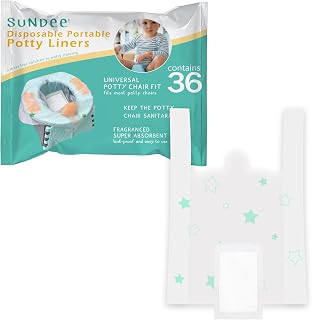 Disposable Portable Potty Liner Bags with Super Absorbent Pads - Universal Fit for Most Potty Training Chairs, Outdoors Travel Baby Toilet Liners Leak-Proof for Home & Travel - 36 Packs