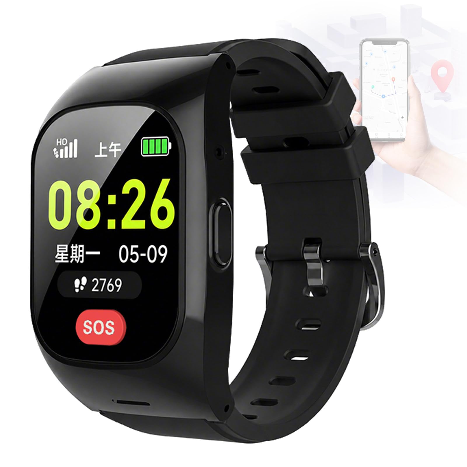 EaThsalL Fall Detection Smartwatch for Seniors GPS Tracking & SOS Alert Emergency Button Location, Dual Reminders for Seniors, Setting up 15 members Screen