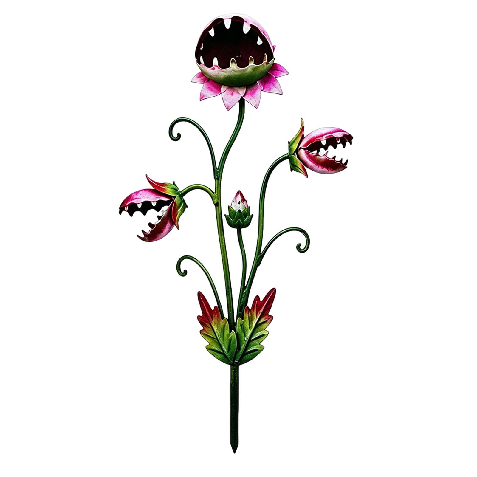 Corlidea Fancy Metal Garden Stake for Carnivorous Plants, Large Living Plant Sculpture Venus Fly Trap, Outdoor Decoration for Gardens, Flower Beds and Patios
