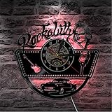 Größe: 30 cm (12 Zoll) mubgo Wanduhren Rockabilly Schallplatte Wanduhr Modernes Design Rockmusik Uhren Stumm Vintage Led Licht Wanduhr Kunst Dekor Für Musikliebhaber Beleuchtet