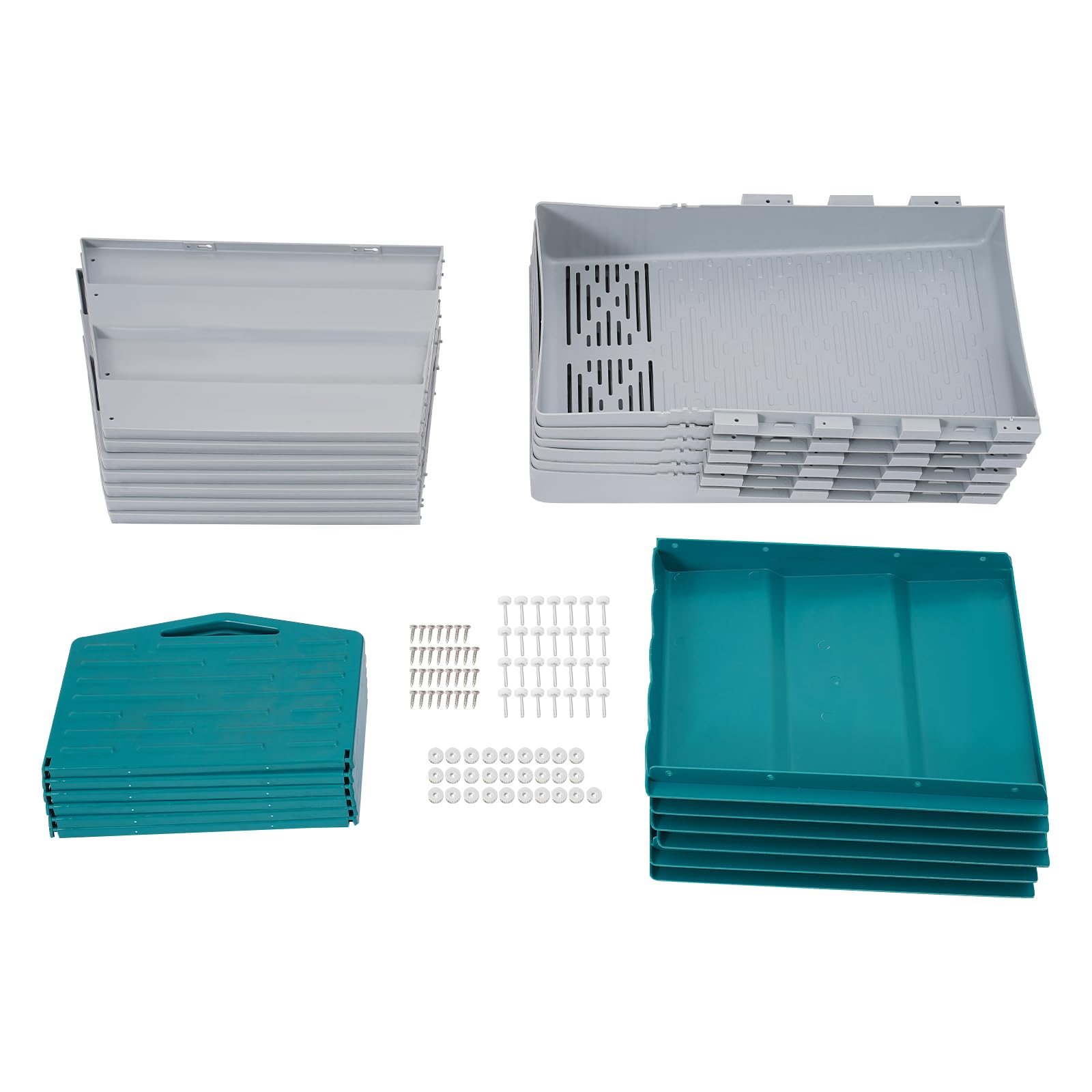 Nido de 6 compartimentos para pollos, nido de pollo con suelo inclinado y orificios de ventilación, accesorios para gallinero, para patio, jardín y gallinero, montaje en pared y suelo (verde 1)