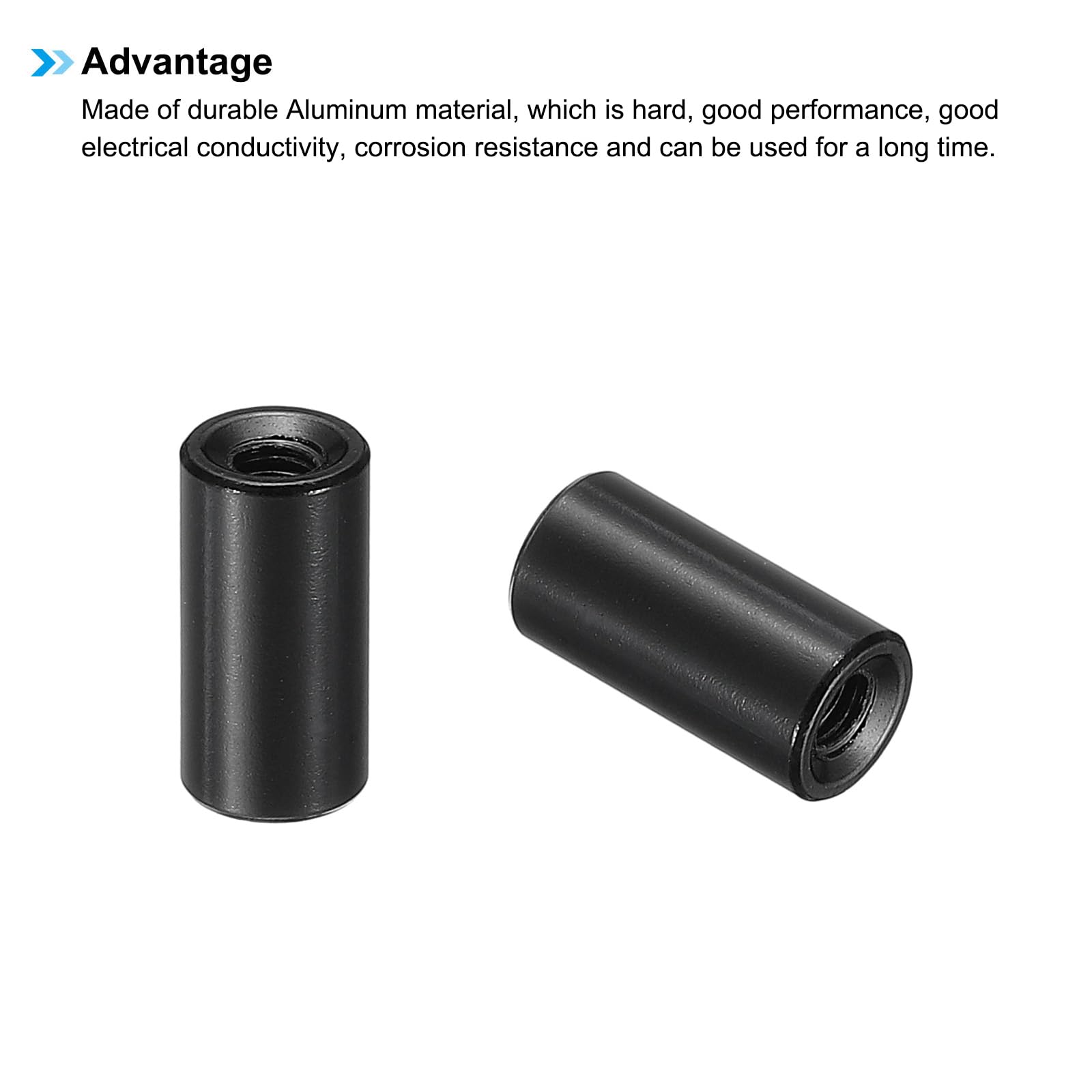 PATIKIL 6pcs M3 Metal Threaded Standoff Spacer Nuts, Round Aluminum Spacers Female Coupling Screws, 1/8" ID x 1/4" OD, Black 3x6x12mm - Image 4