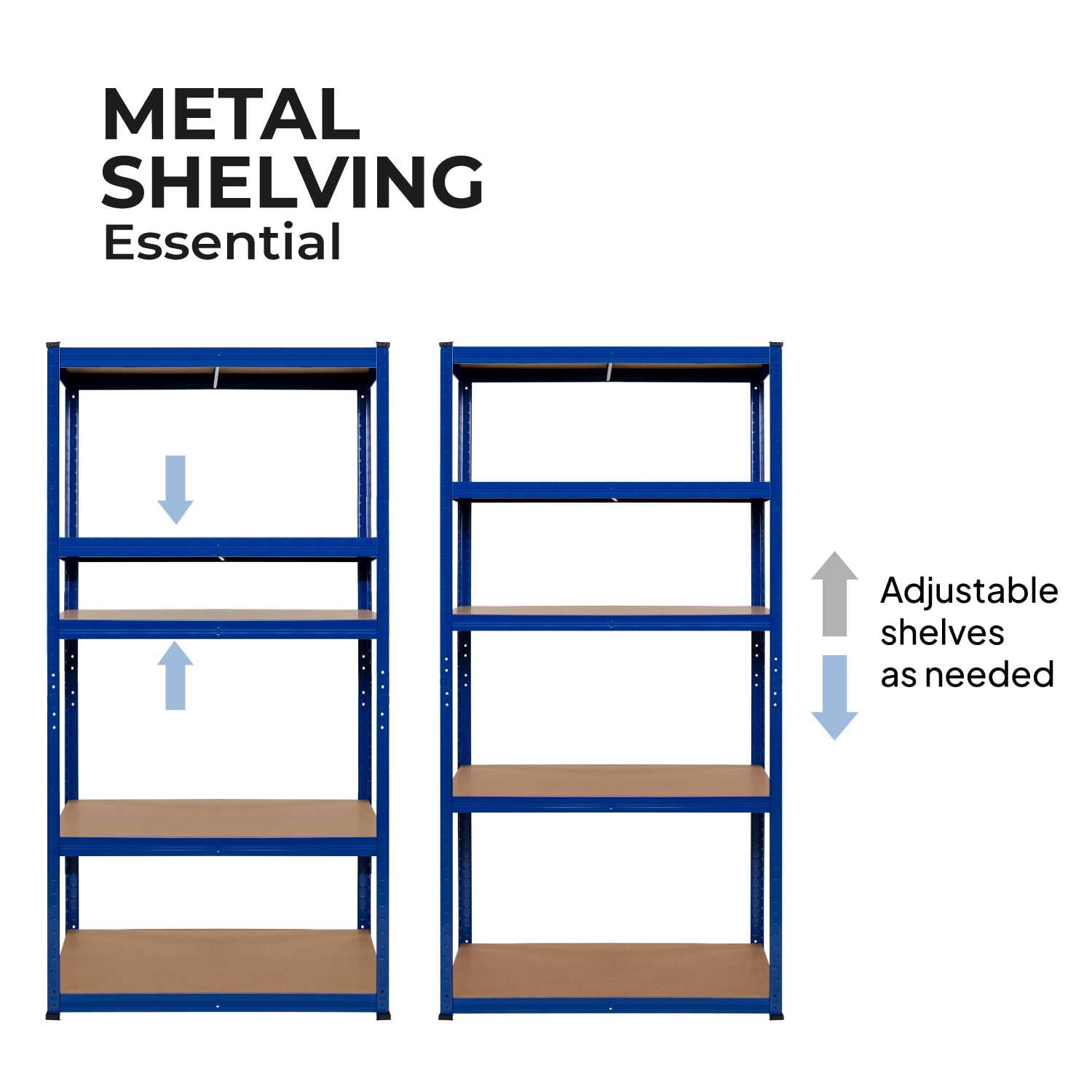 OcioDual Estanteria Metalica Azul Essential, Estanteria Almacenaje Trastero, 180x90x40cm, Estante Cocina, Estanterias Almacenaje Trastero, Estanterias Metalicas Sin Tornillos