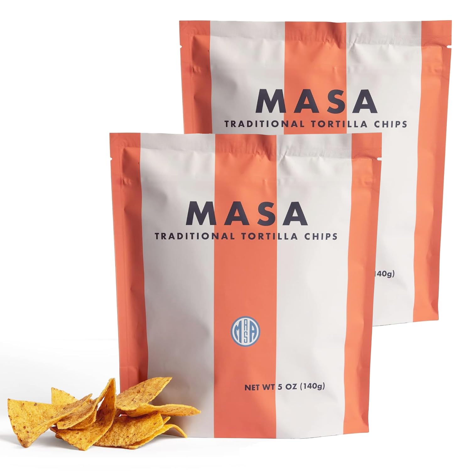 MASA CHIPS - Tortilla Chips Snack Pack - Seed Oil Free, Naturally Grown Corn Chips - Low Carb Snacks - Made with Grass Fed Tallow & Sea Salt - 2 Pack, 5 Ounce Each