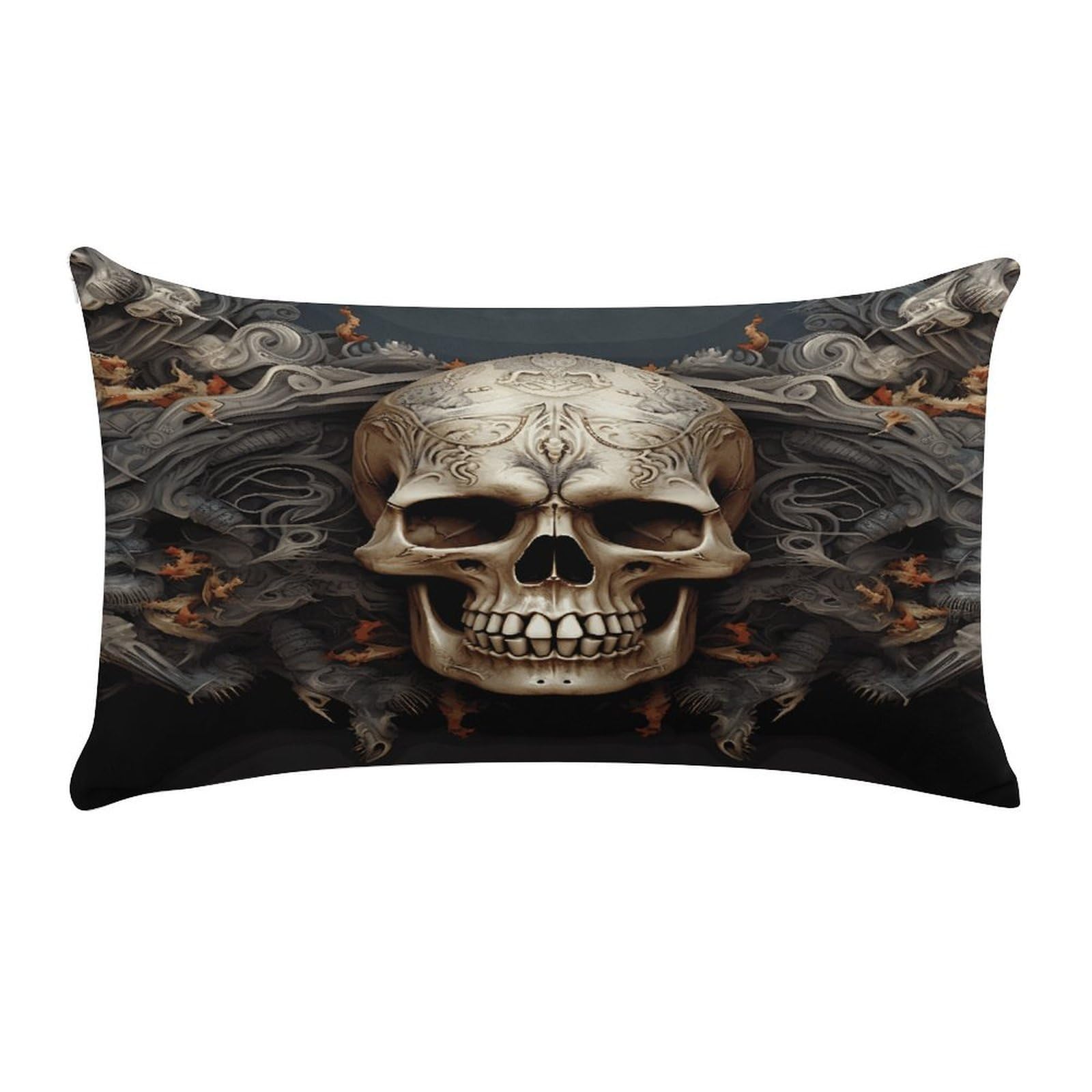 FodPand Skulls Throw Pillow Covers Rectangular Pillow Case Short Plush Pillowcase Cozy Pillow Protector Pillow Shames Soft Cushion Cases Decor Lumbar Pillow Shell 12"X20"