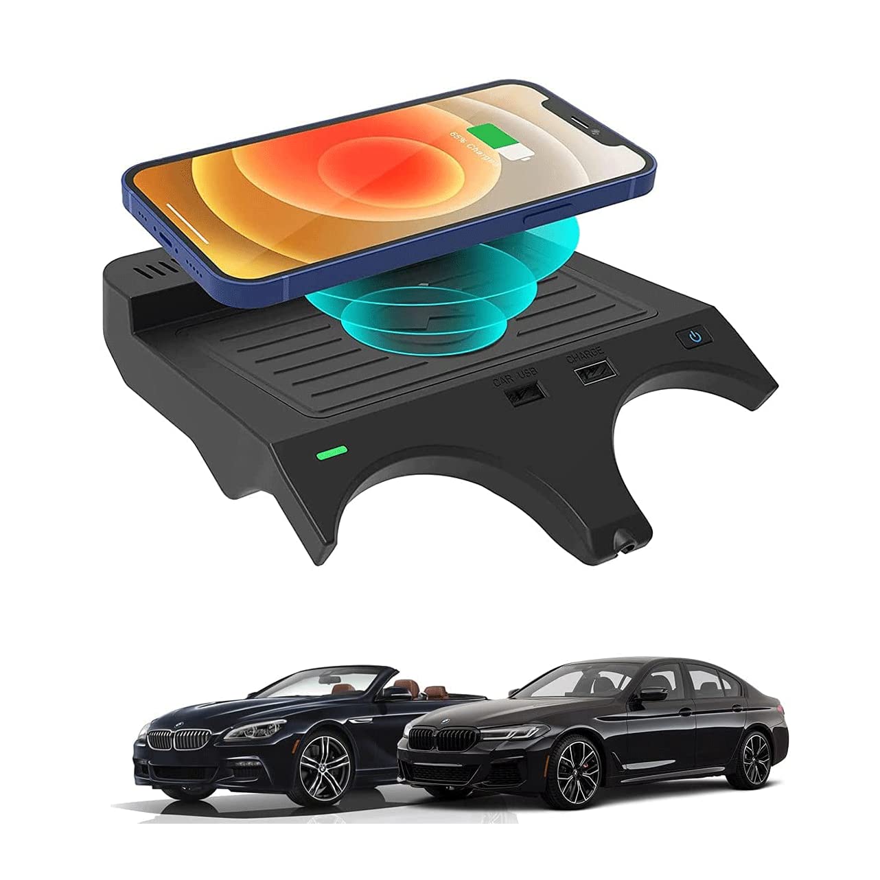 Wireless Car Charger for 5 Series M5 2017-2021/6 Series M6 2018-2019 Center Console Accessory Panel Mobile Phone Charger,10W Fast Charging Phone Charger Pad for All QI Smartphones Charger