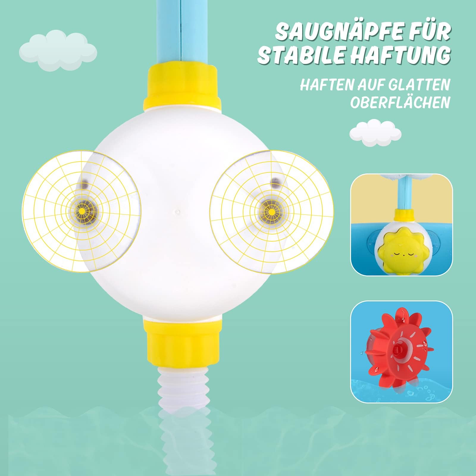 Cute Stone Badespielzeug mit Wasserdusche, Angelspiel, schwimmendes Squirting-Spielzeug für Kleinkinder und Babys ab 3 Jahren