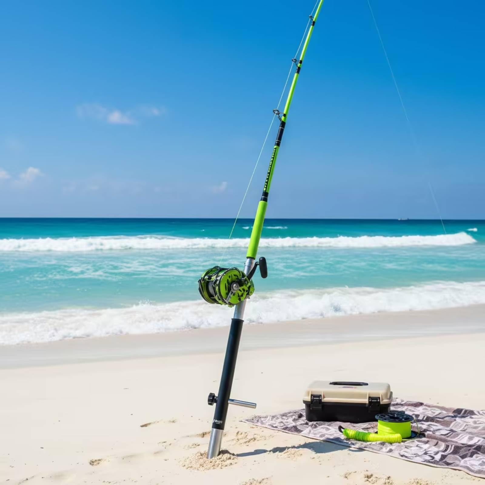 Reggicanna da Pesca con Picchetto Resistente Supporto Salvaspazio per Spiaggia