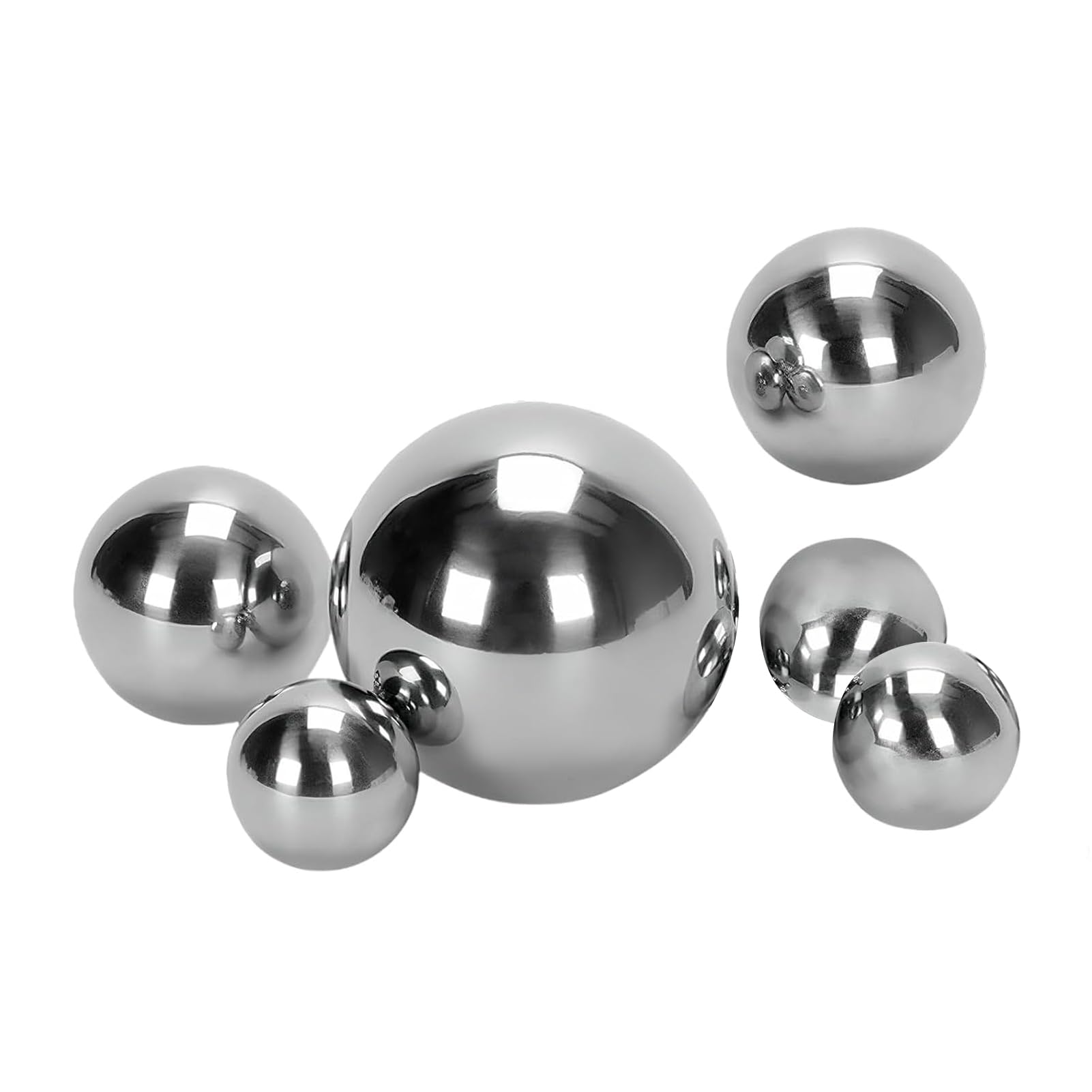 Lot de 6 boules décoratives flottantes en acier inoxydable - Boules de jardin argentées - Décoration de bassin flottante - Boule en métal pour décoration de jardin, bassin