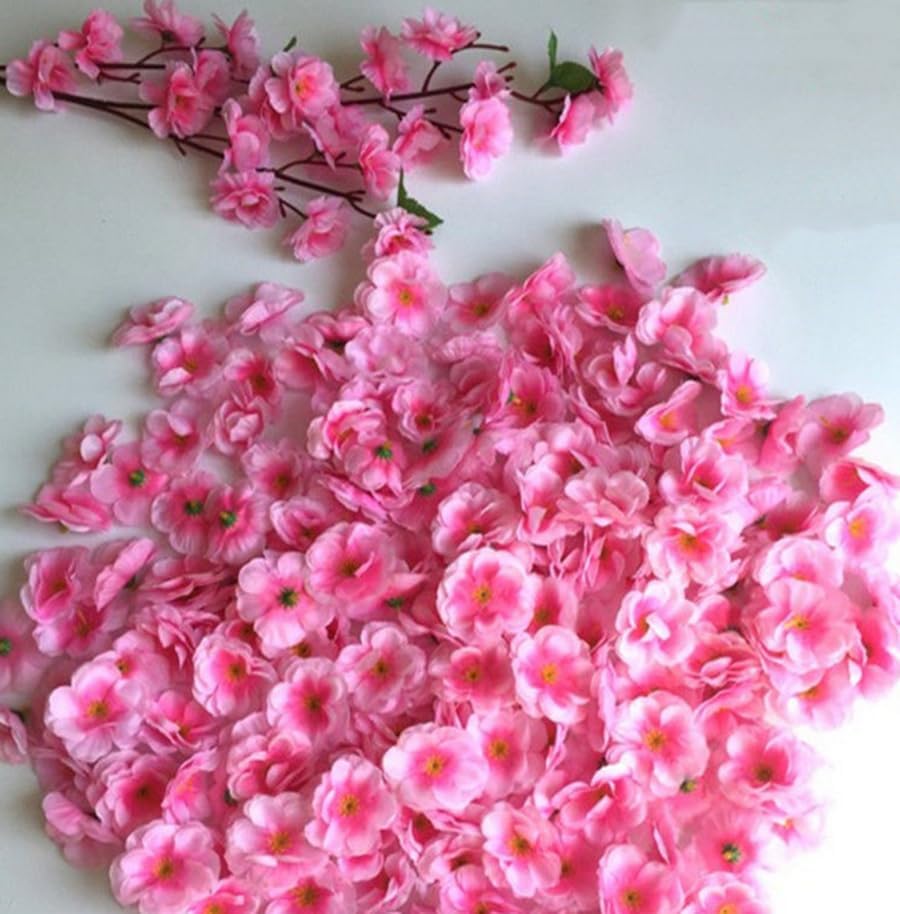 Miniatura 3 de 100 cabezas de flores de cerezo artificiales de seda para primavera, flor de ciruelo falso, relleno de jarrón, ramilletes para decoración de boda,