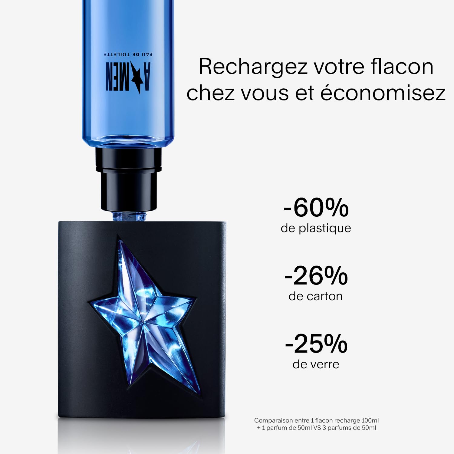 MUGLER A*MEN Eau de Toilette Rechargeable, Parfum pour Homme Boisé Oriental Gourmand, Parfum Masculin