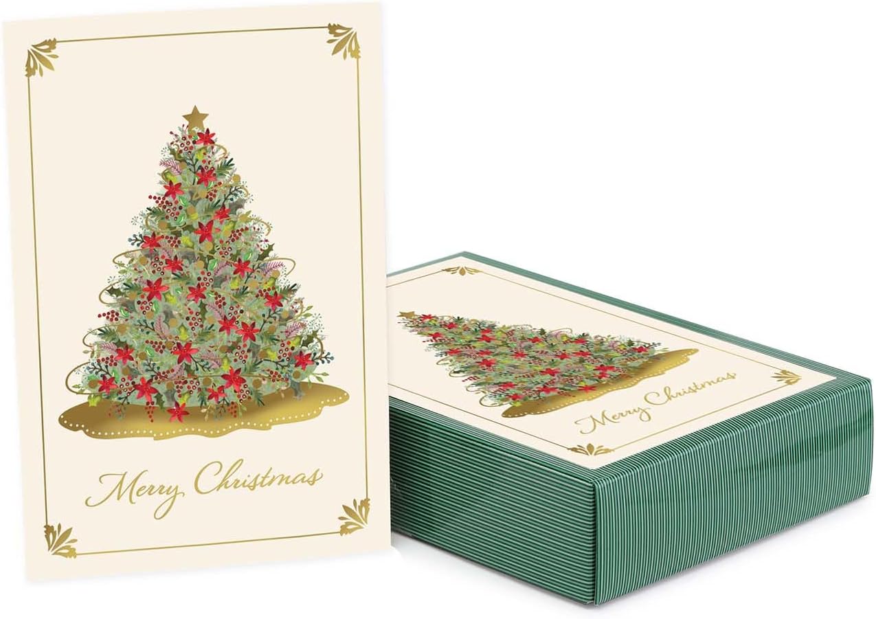 Masterpiece Tree A Glow Christmas Cards / 16 Boxed Holiday