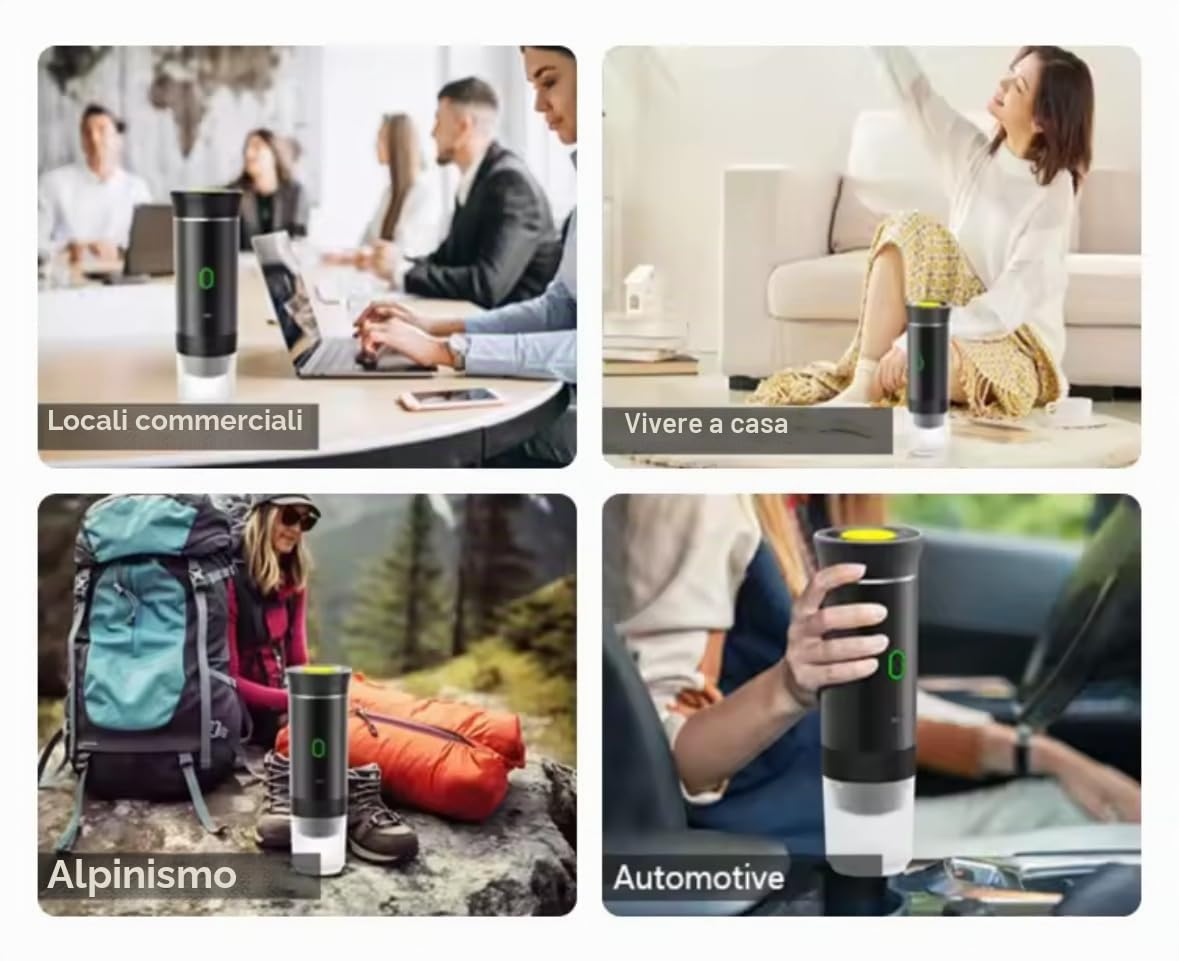 Generico Macchina da Caffè Portatile Elettrica 3 in 1 | Wireless USB Ricaricabile per Cialde, Polvere e Capsule | Caffettiera Espresso da Viaggio per Auto, Casa, Campeggio, Ufficio