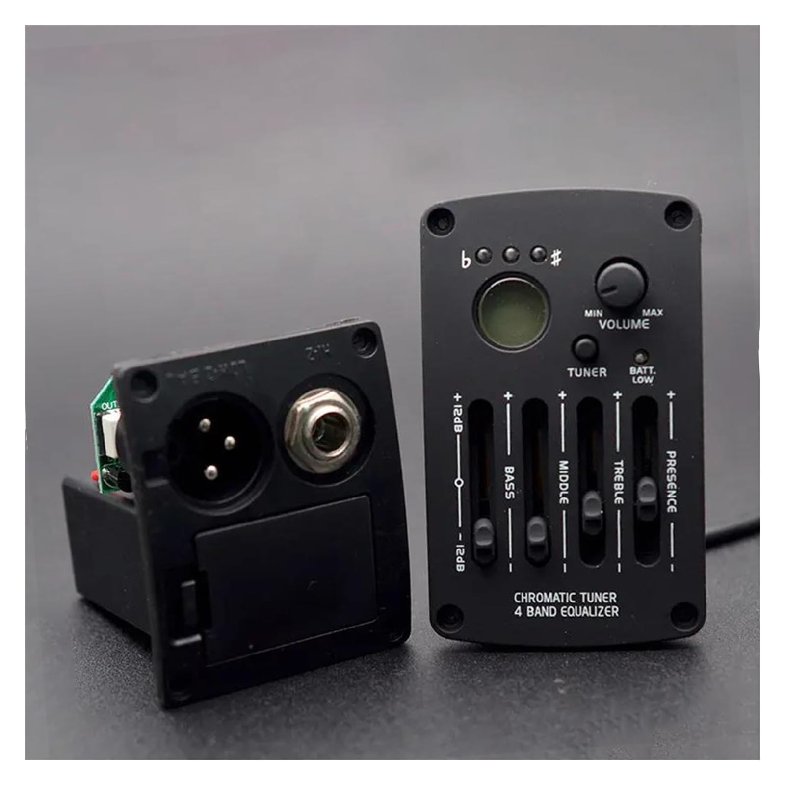 Akustikgitarren-Vorverstärker 4-Band-EQ-Equalizer-Tonabnehmer Vorverstärker-Piezo-Tonabnehmer Mit LCD-Tuner Mit 6,35-mm- Und XLR-Ausgangsbuchsen Professioneller Tonabnehmer für Akustikgitarre