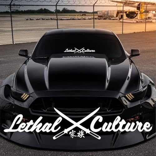 Horayten Car Stickers Graphic Automobile Front Windshield Hood Body Window Tail Decals for Japanese Black Samurai Culture (58cmx13cm, White)