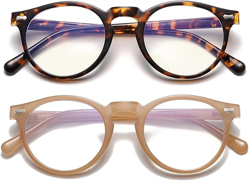 Miniatura 10 de JOVAKIT Gafas redondas de luz azul para mujeres y hombres, a la moda, retro, con marco circular, anteojos para computadora, antifatiga ocular