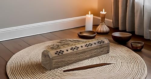 Miniatura 5 de Soporte para quemador de incienso y cono de madera, ataúd con compartimento de almacenamiento orgánico ecológico para cenizas, soporte Agarbatti,