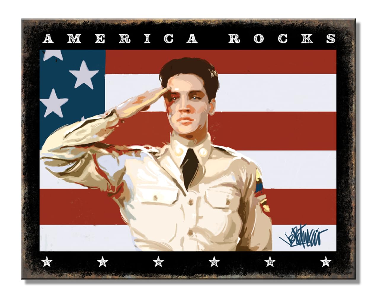 Desperate Enterprises Elvis Rocks Elvis America Rocks Tin Sign - Nostalgic Vintage Metal Signs - Made In The Usa