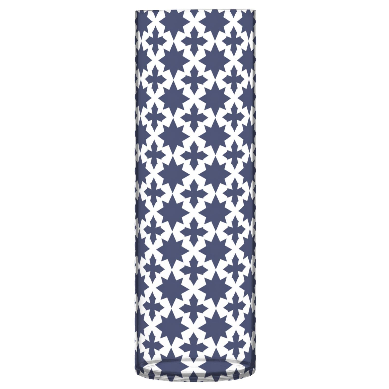 Jarrón de plástico azul marino cilíndrico moderno para decoración de sala de estar