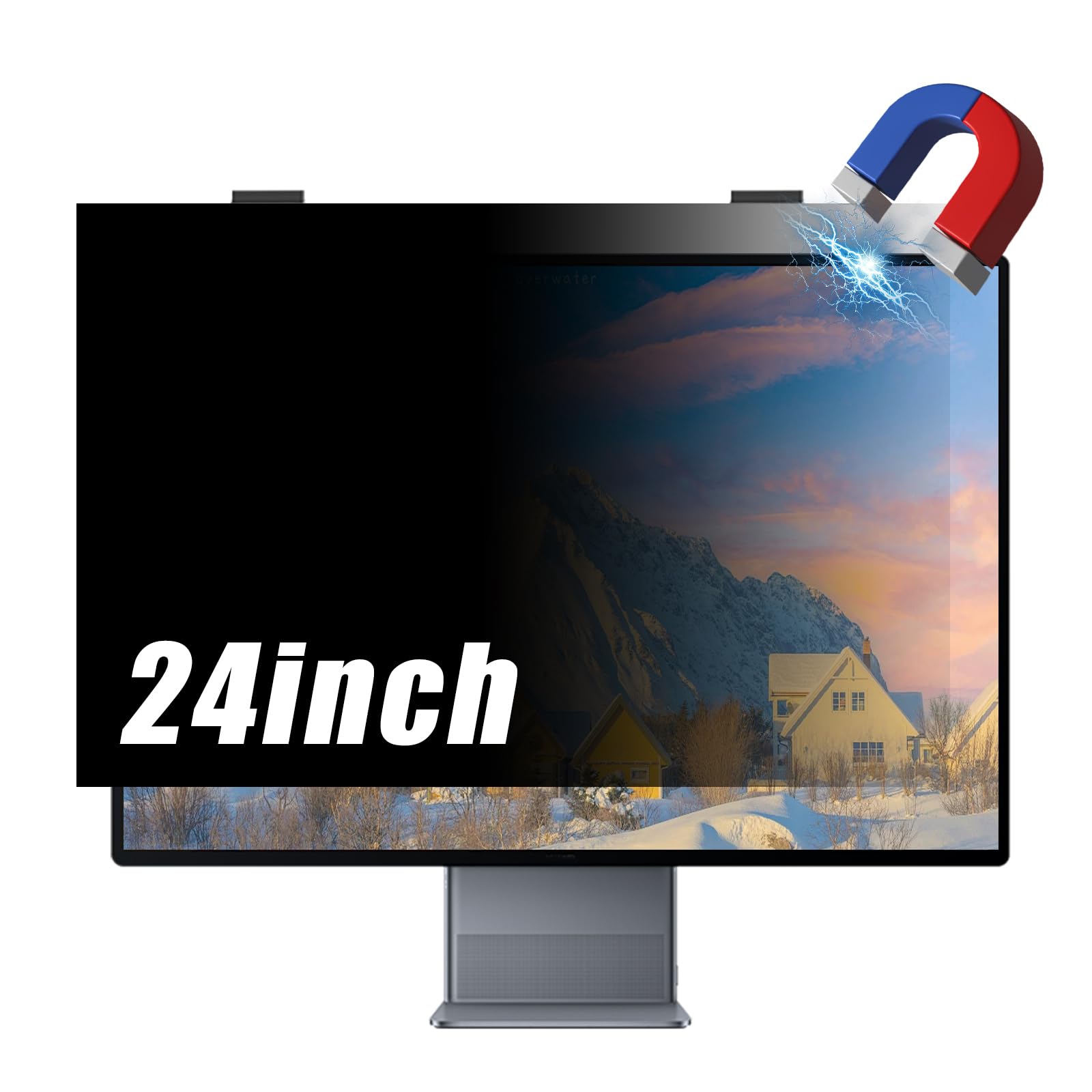 Filtro de pantalla magnético de privacidad para monitor de computadora de 24 pulgadas 16:9/16:10 | Protector de filtro de computadora de luz azul extraíble antirreflejos