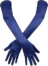 Lange Ellbogen Satinhandschuhe, Elegant Dehnbar Lange Handschuhe 53cm Opernhandschuhe für Frauen, Abend Tanzparty Handschuh für Frauen (Dunkelblau)