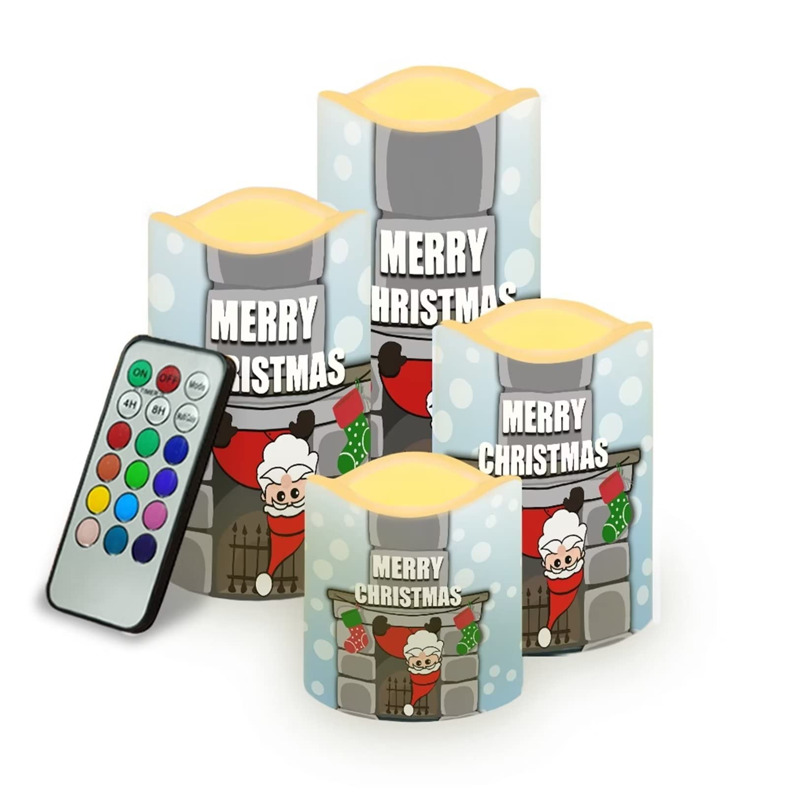 Set di 4 candele a LED senza fiamma con pilastro in vera cera a batteria, con telecomando a 18 tasti