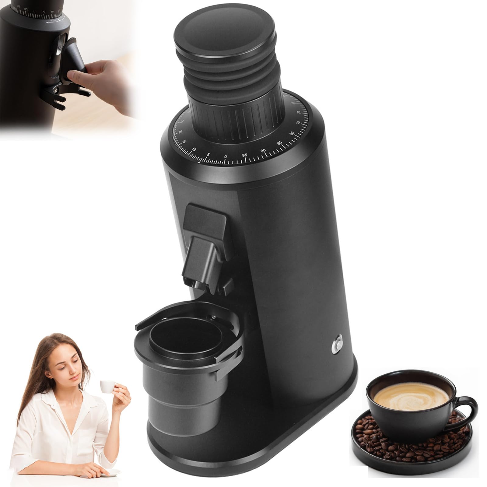 Oridlectal Black Coffee Bean Grinder Electric Single Dose Coffee Grinder Espresso