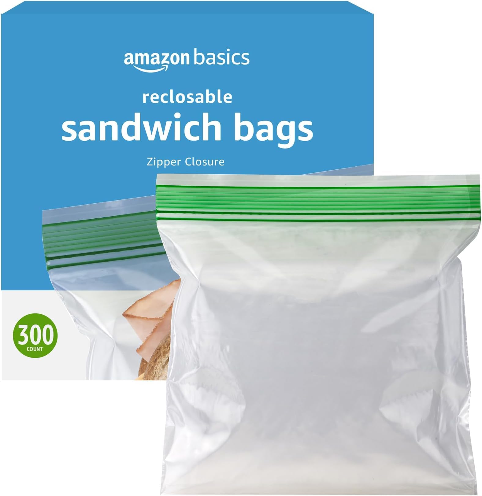 Amazon Basics Sandwich Storage Bags,(Previously Solimo),300 Count (Pack of 6)