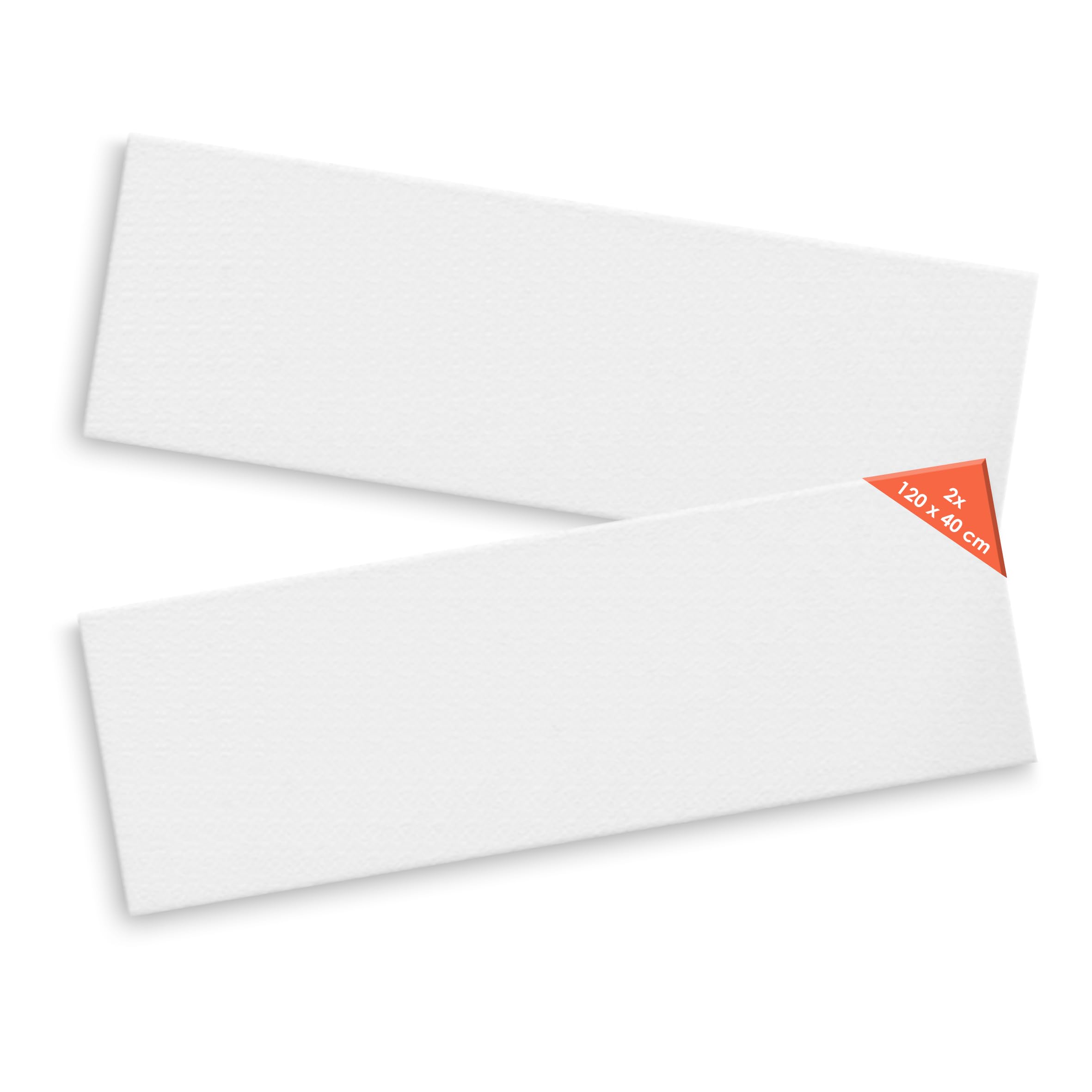 Tela su telaio, set da 2 pezzi - 120 x 40 cm - Tela artistica con tela di lino con tripla preparazione - Tela di cotone Basic per pittura con colori acrilici e ad olio, forniture per artisti hobbisti