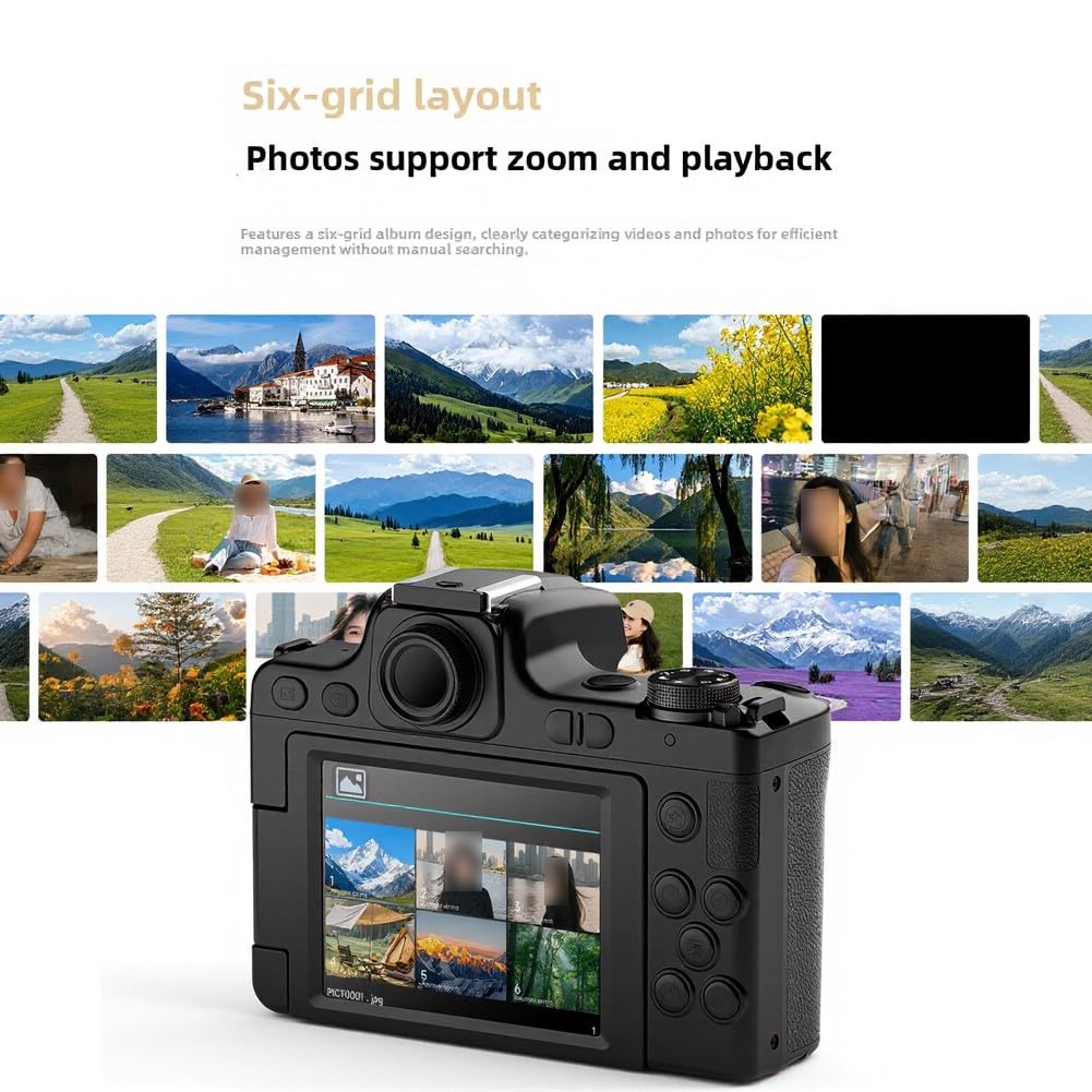 ZYWUOY Fotocamera digitale da 68 MP, videocamera HD con schermo flip e mirino, modalità bellezza per vlogging selfie fotografia di viaggio nera