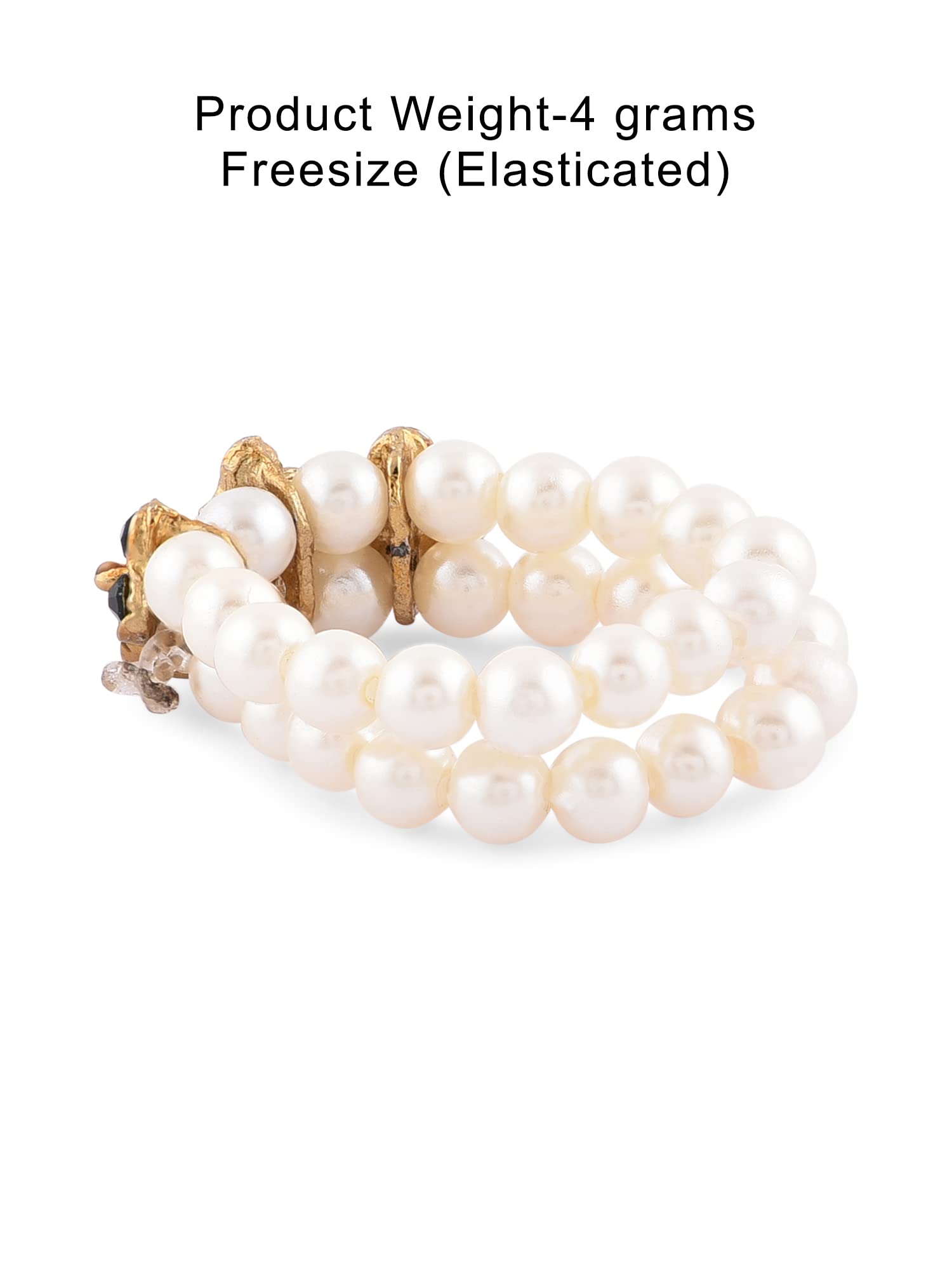 Beaded Elasticated Fusion Ring with Diamonds