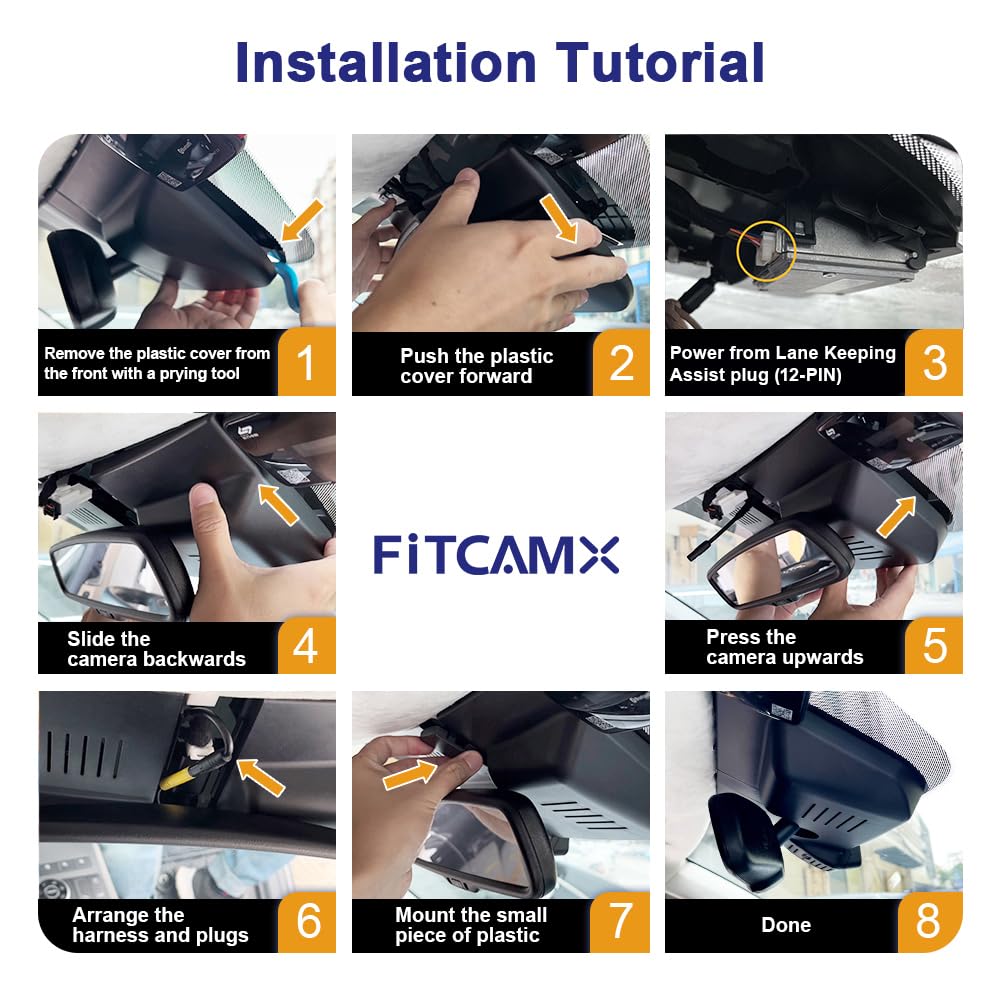 Fitcamx Caméra de Voiture Compatible avec Kia EV9 2023-2026 (Part No#DO000/DO500), OEM Dashcam 4K 2160P UHD Video WiFi, G-Senseur, Enregistrement en Boucle, WDR Dashcam Voiture, Plug&Play, Carte 64 Go