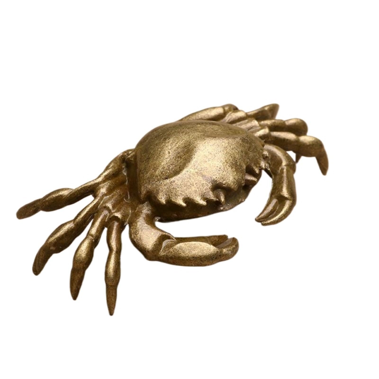 NGDFGR Brass Simulation Crab Figurines,Interesting Marine Animal Crab Miniature Statue Sculpture Desktop Ornament Home Bonsai Micro Landscape Decor Accessories