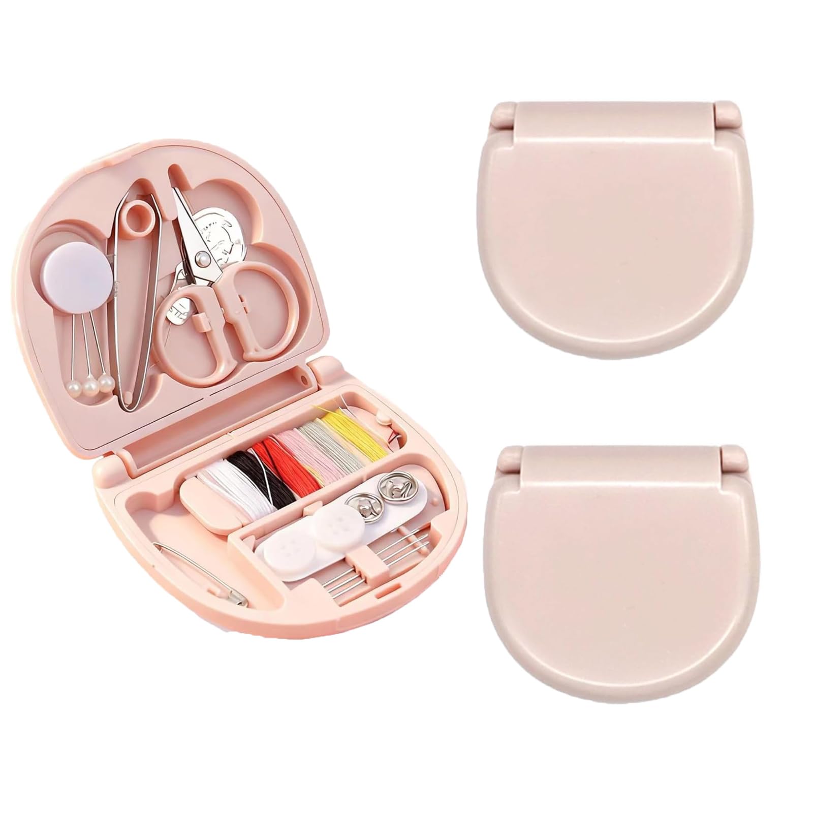 2 Pack Mini Sewing Kit, Portable Travel Sewing Kit with Needles, Threads, Scissors and Repair Tools, Compact Emergency Sewing Set in Light Pink Case for Home, Holiday and Business Travel