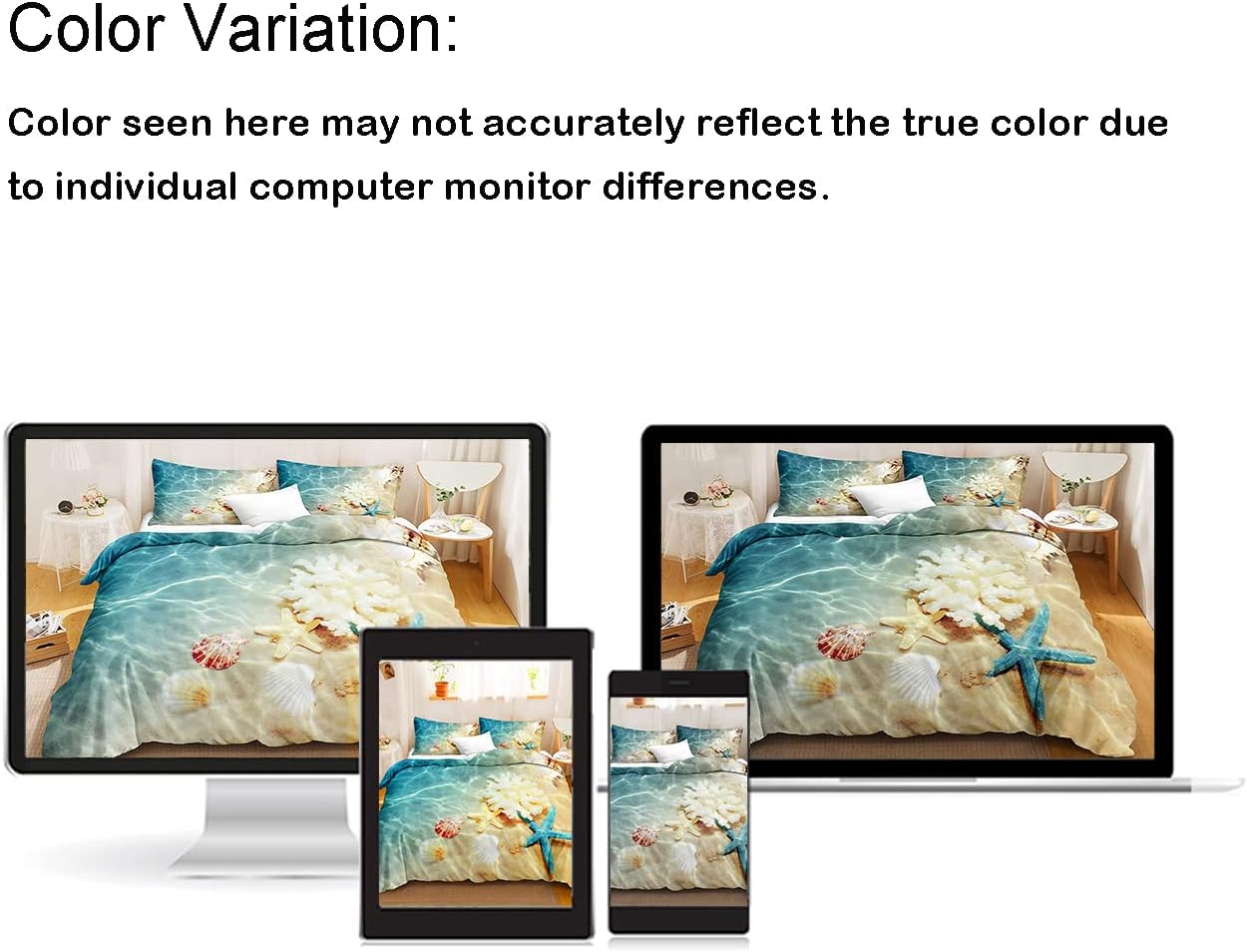 Bedbay Beach Duvet Cover Queen Beach Themed Bedding Set Seashell Couch Seaside Ocean Duvet Cover Full Soft Microfiber 3 Pieces Summer Bedding Set Queen for Teen Boys Girls (Turquoise,Queen) Turquoise Queen