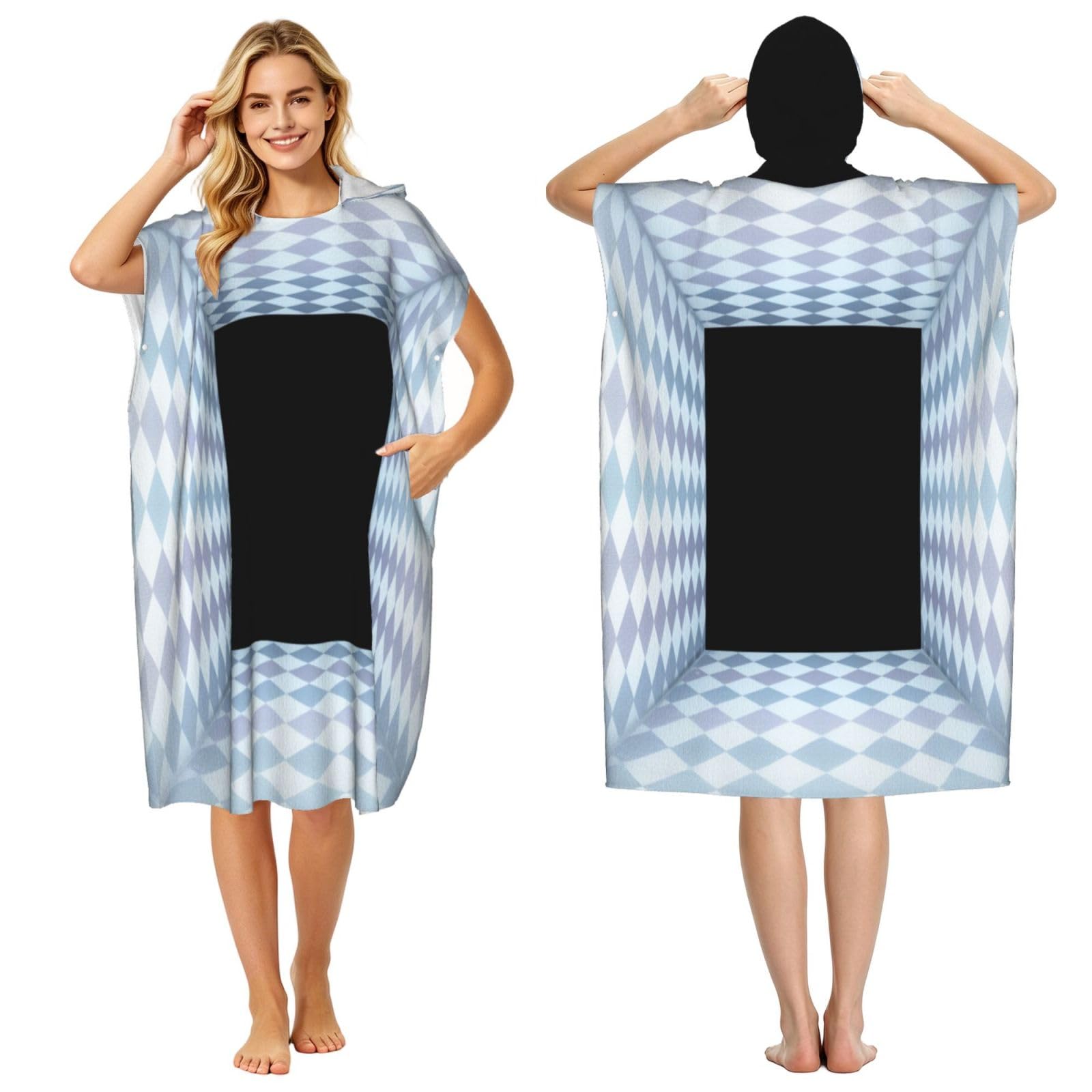 KLGRTJHK Three-Dimensional Space Adult Hooded Beach Poncho Towel 43"X35"