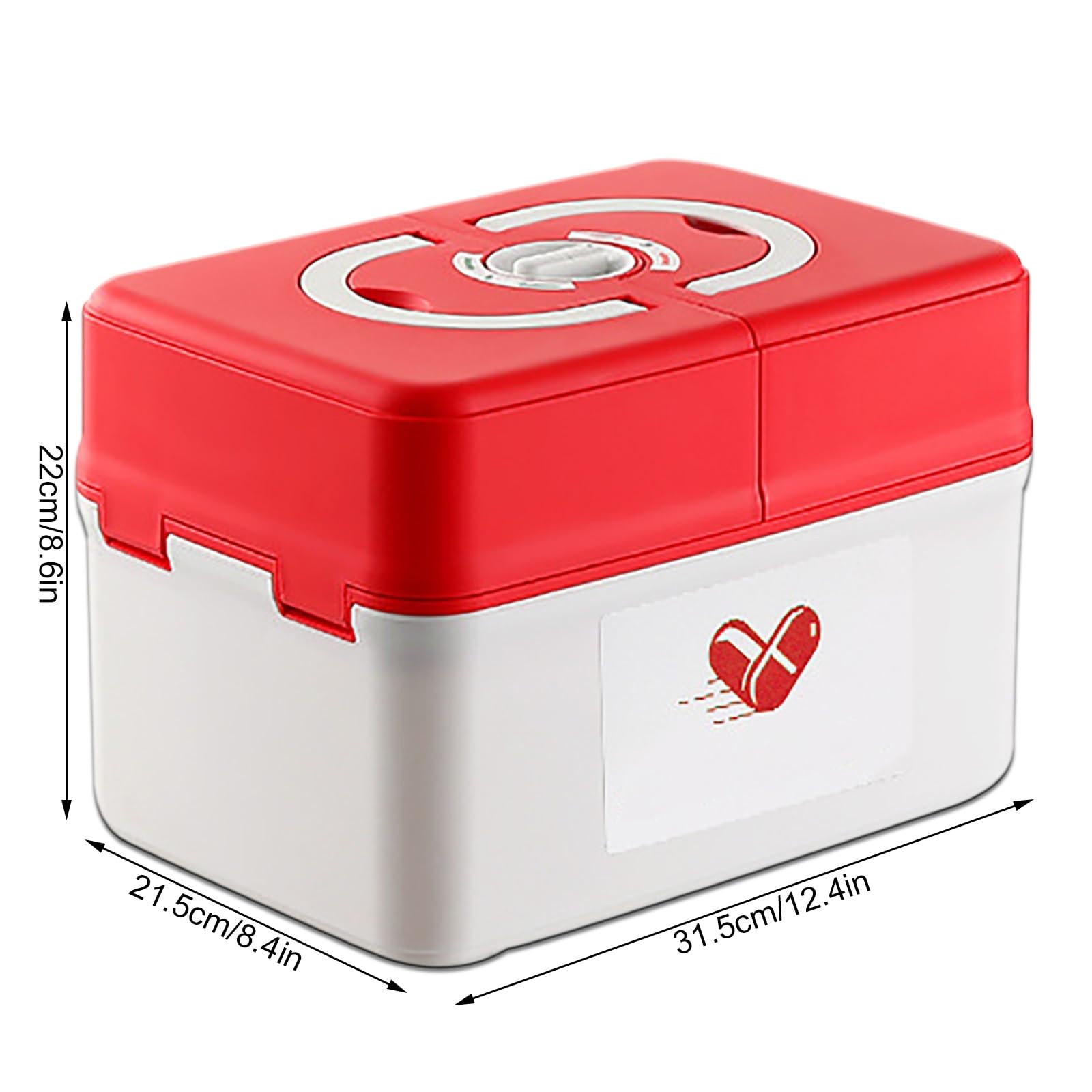 Scatola Porta Medicine, Porta Medicine, kit Pronto Soccorso, Scatola di Pronto Soccorso Portatile per la casa, Scatola Portautensili Multifunzione in Plastica con Maniglia(Red,Large)