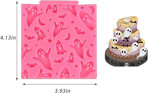Miniatura 3 de Rainmae 6 moldes de silicona de Halloween, murciélagos de Halloween, calabaza, araña, búho, fantasma, fondant, herramientas de decoración de