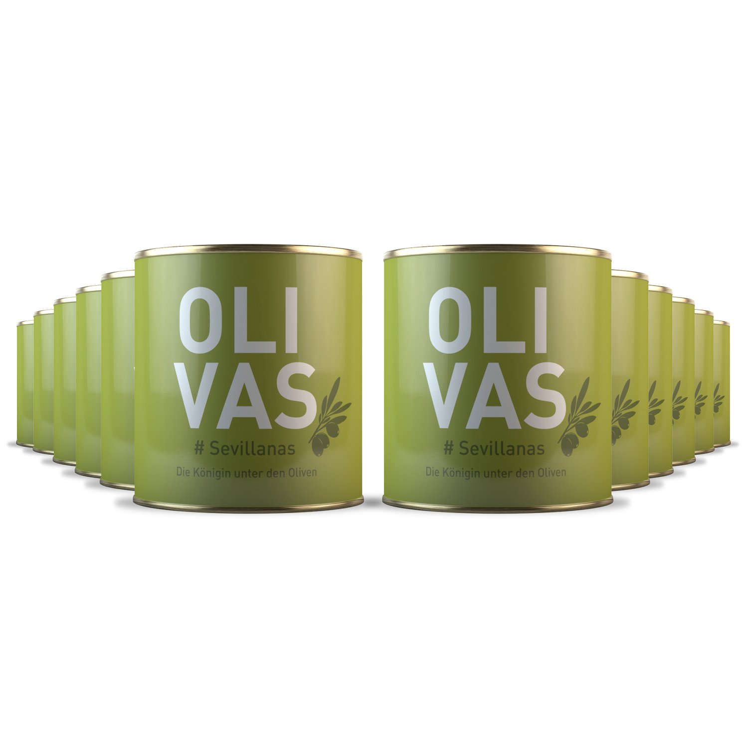 12er Set * OLIVAS Sevillanas / 80 g (Dose) * Milde Manzanilla Oliven aus Sevilla * Die Königin unter den Oliven - das Original