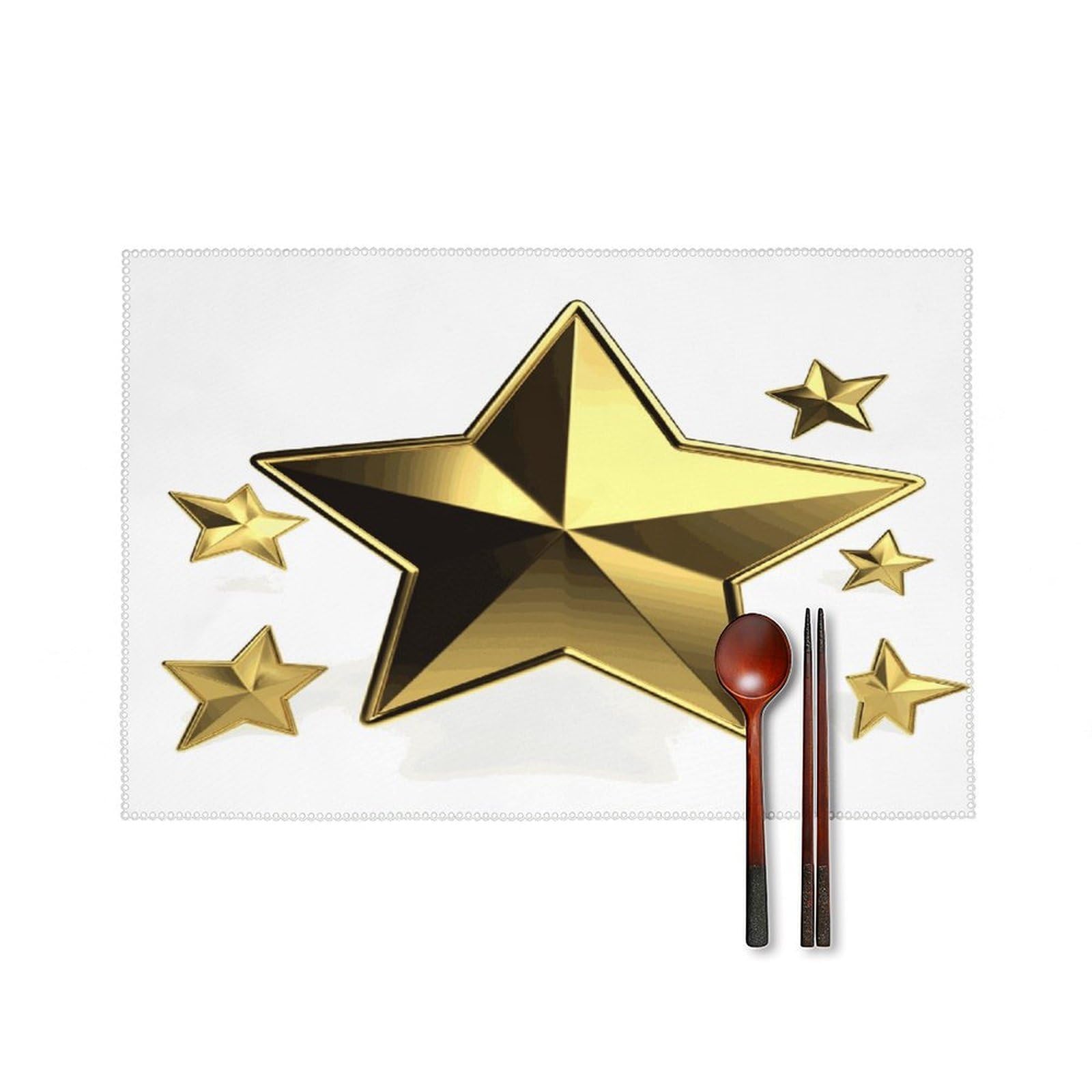 Fekiloot Style Gold Star Placemats Set Of 6,Table Mat