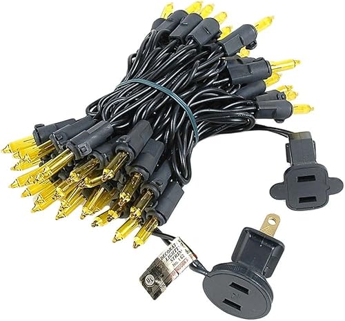 Miniatura 5 de Novelty Lights Juego de 50 mini tiras de luces de Navidad de color amarillo claro, cable negro, para interiores y exteriores, certificación UL, 11