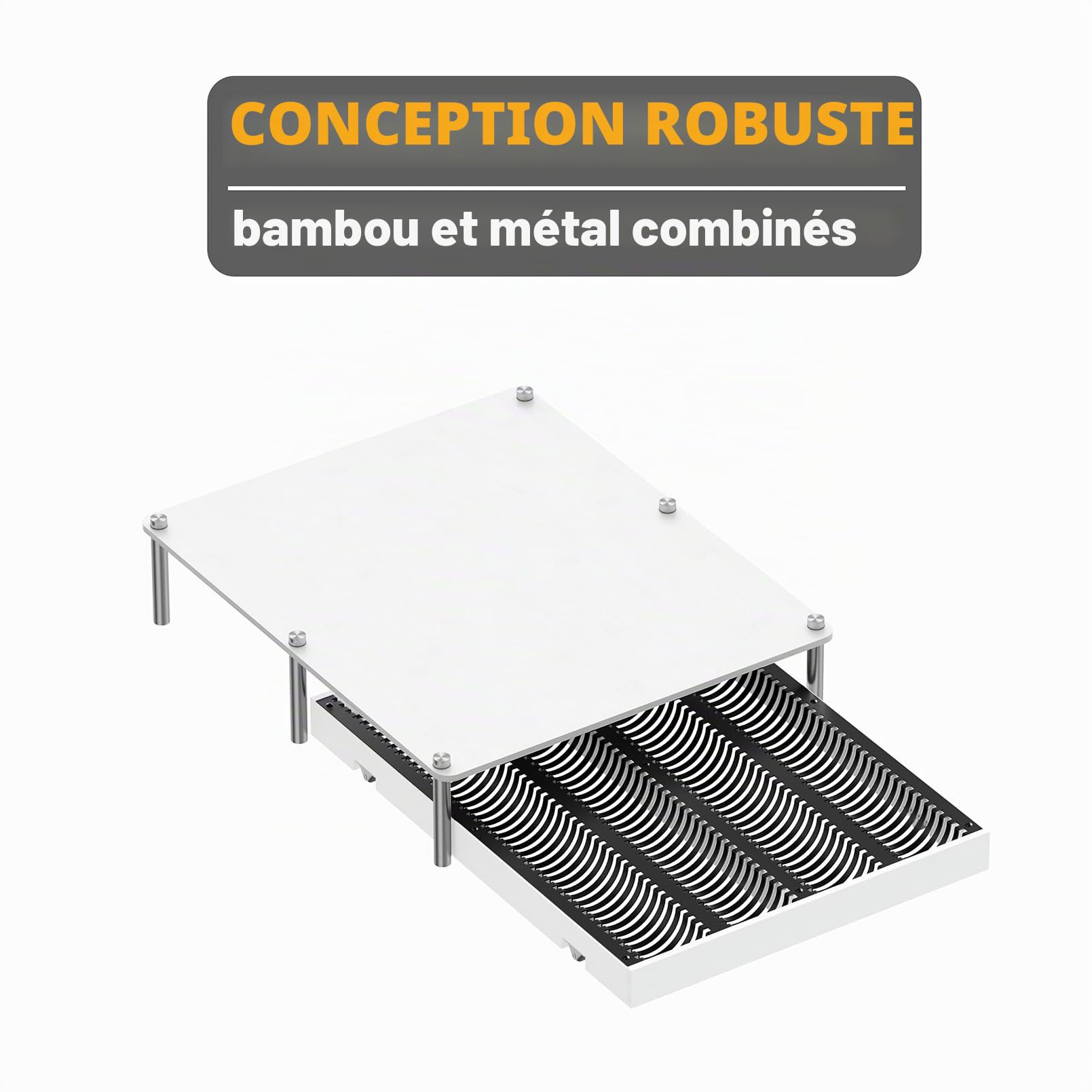 SpaceAid Tiroir de rangement en bambou pour dosettes de café compatible avec capsules Nespresso Vertuo, plateau de rangement compatible avec 40 grandes ou 56 petites dosettes, blanc