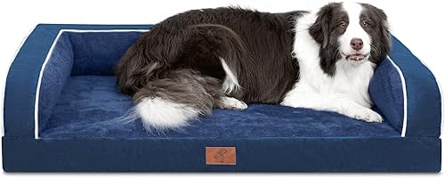 Miniatura 1 de Cama grande para perros, camas azules para perros grandes, cama lavable con cojines extraíbles, cama para perro impermeable con parte inferior