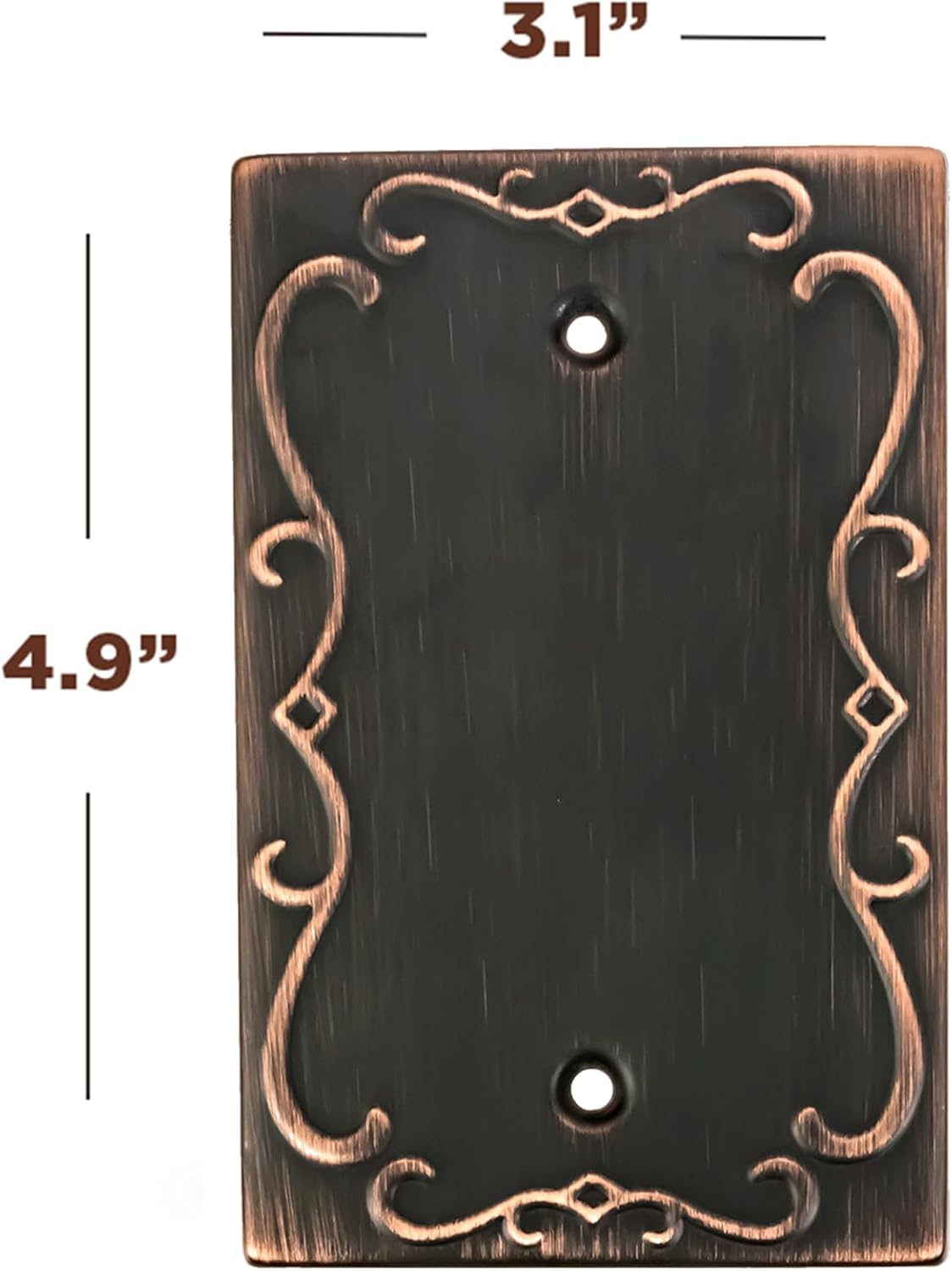 SleekLighting | Wall plates Decorative Regal Scrollwork Oil Rubbed Bronze | Electric Outlet and Switch Covers| Style: 1 Gang Blank (2 Pack)