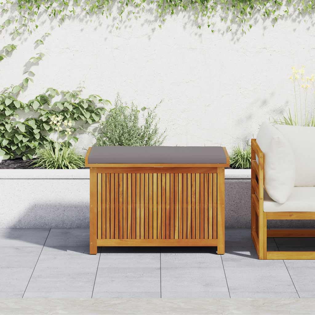 Gecheer Scatola per Cuscini da Esterno, Contenitore di stoccaggio con Coperchio e Borsa Impermeabile, 90 x 50 x 60,5 cm, Legno massello di Acacia, per Arredamento Giardino e terrazza